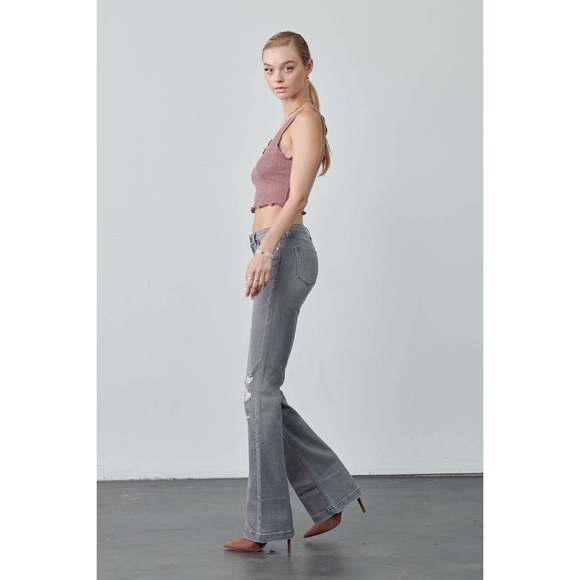 PRICE DROP Opal Light Grey Mid-Rise Flare Jeans - Picture 6 of 11